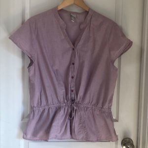 MERONA STRIPPED COTTON PEPLUM TOP